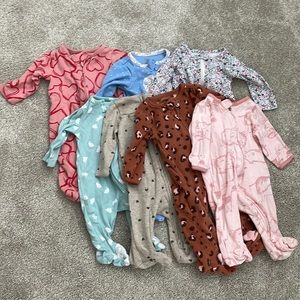 7 Carters Girls zipper footie pajama set. (0-3)